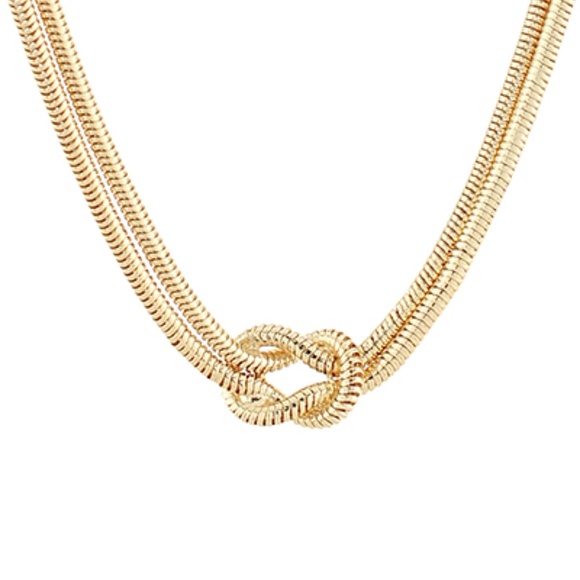 Layered Love Knot Snake Chain Necklace - Picture 2 of 2